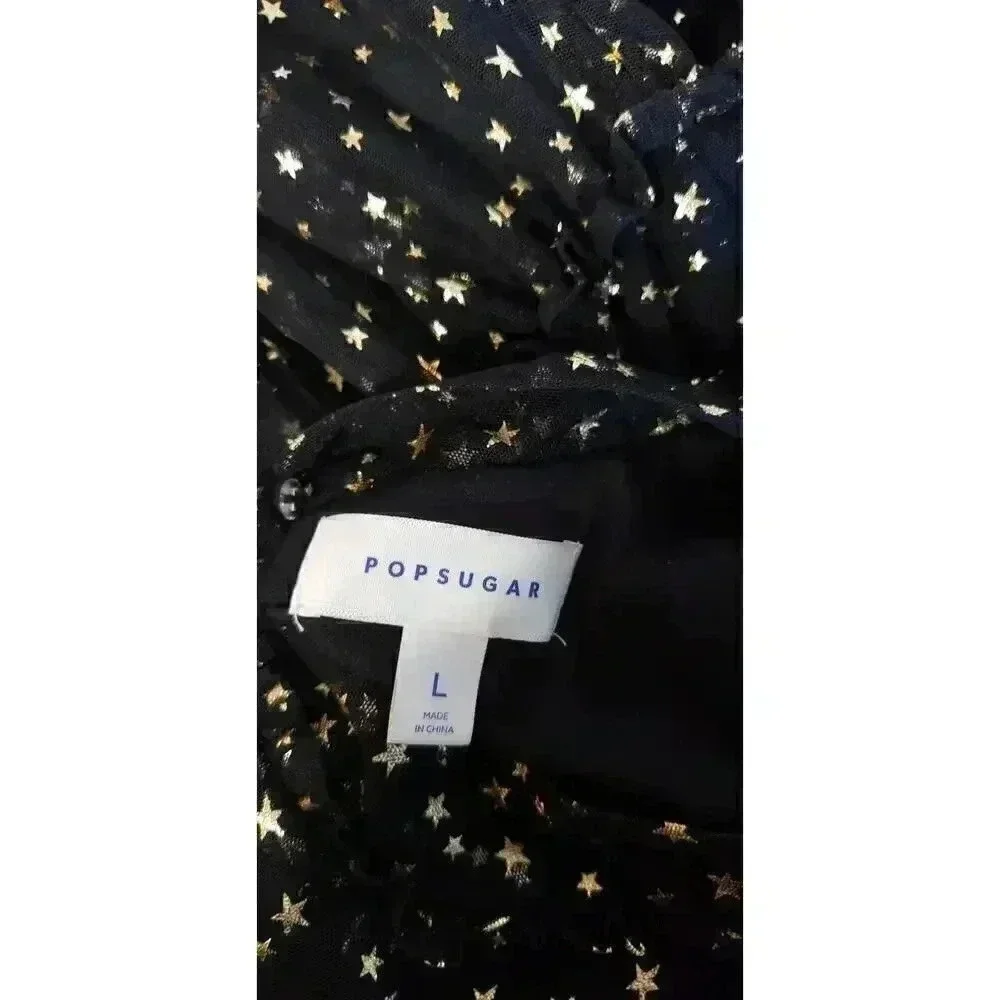 Popsugar sheer sleeveless dress juniors size large‎ black and gold